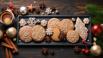 Kerstdecoratie met koekjes op een houten tafel van Animaflora PicsStock