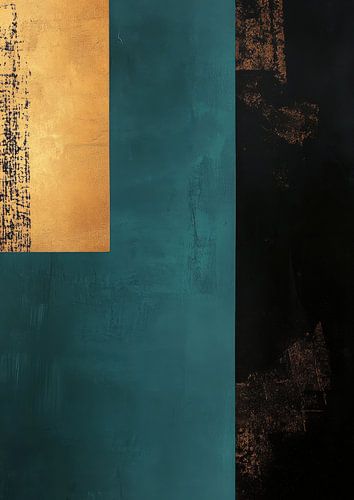 Teal-gold composition with black accent