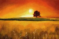 Expressief landschap in warme kleuren
