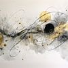 Abstract Painting - Black Grey Gold Geometric and Expressive by Joriali Abstract