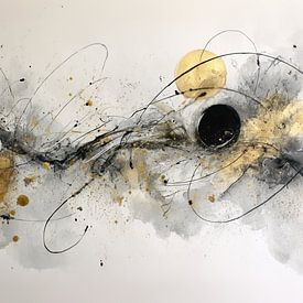 Peinture abstraite - Noir Gris Or Géométrique et Expressif sur Joriali Art abstrait