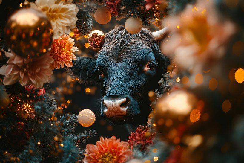 Christmas cow in Fairy Tale Glow by Eva Lee