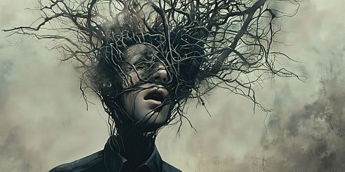 Digitally created man in surrealist style