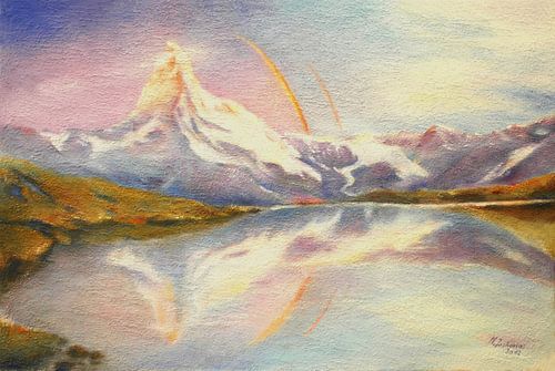 Matterhorn met regenboog