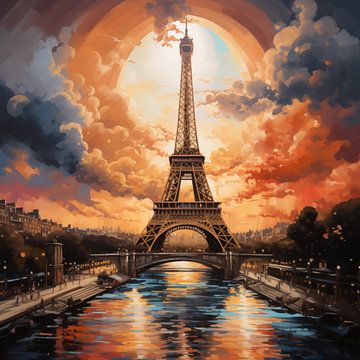 Eiffel Tower sunset by TheXclusive Art