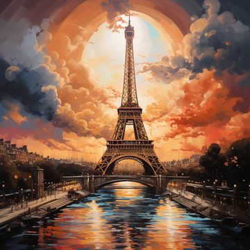 Coucher de soleil sur la Tour Eiffel sur TheXclusive Art