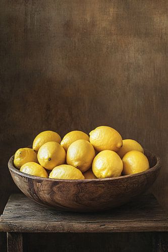 Bol en bois rempli de citrons
