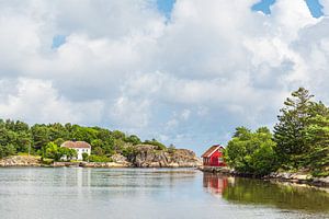 Landschaft mit Haus im Naherholungsgebiet Hasseltangen in Norweg
