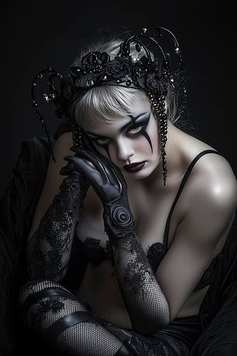 Eerie elegance of a female horror harlequin