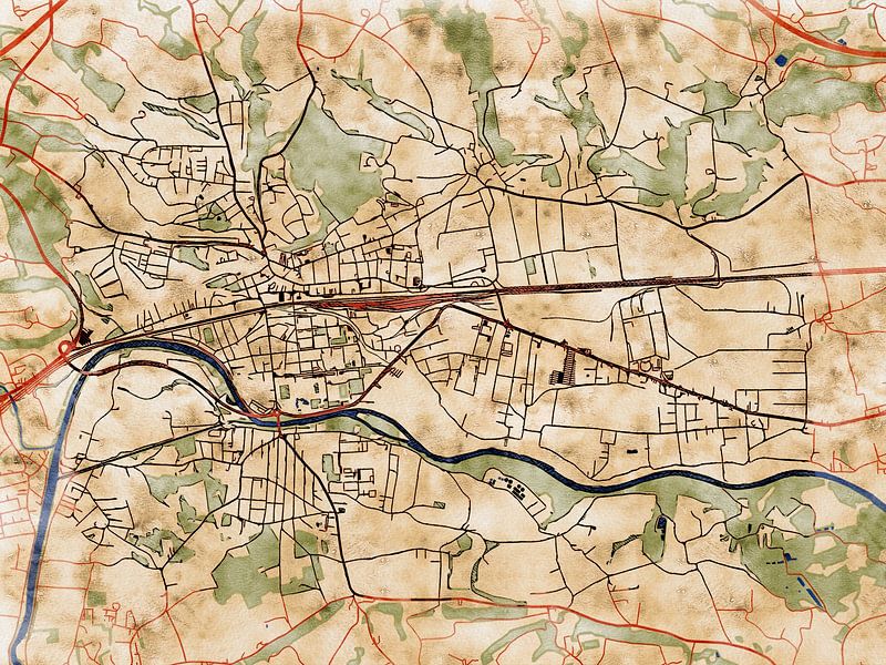 Map of Amstetten with the style 'Serene Summer' by Maporia