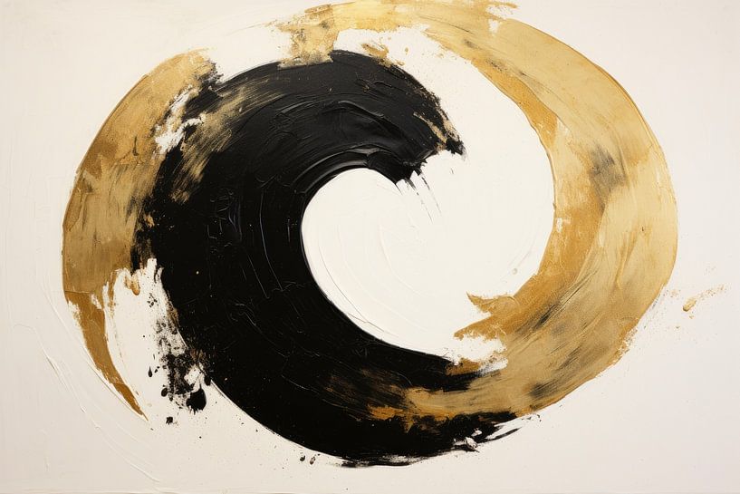 Love abstraction in Black and Gold by Digitale Schilderijen