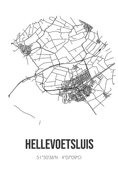 Hellevoetsluis (South Holland) | Map | Black and White by Prints of Place