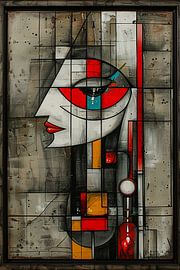 Kubistisch portret van een vrouw in kleur van Art & Soul Creations