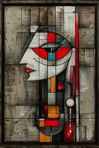 Kubistisch portret van een vrouw in kleur