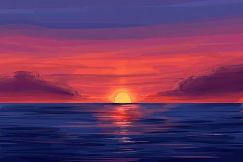 Adembenemende zonsondergang over kalme zee