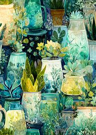 Tropical vibes Floral foliage potted by JBJart Justyna Jaszke