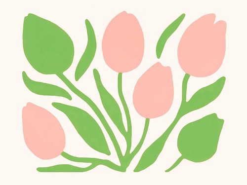 Tulipes roses et vertes sur Caroline Guerain