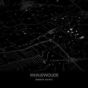 Schwarz-weiße Karte von Wijnjewoude, Fryslan. von Rezona