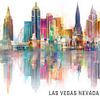 Las Vegas skyline met wereldberoemde monumenten in kleurrijke spiegels van MArt