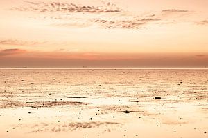 Sunset in the mud flats near Lauwersoog