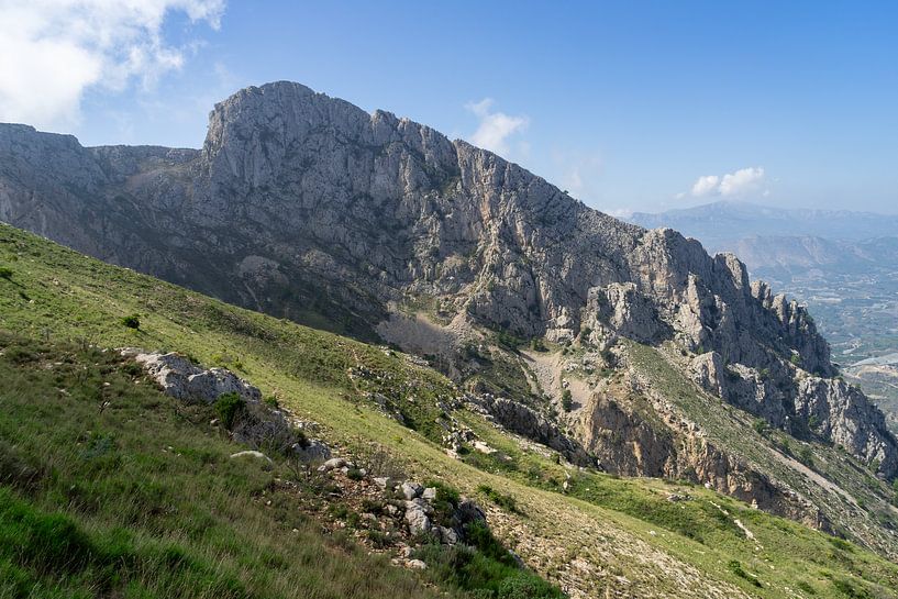 Groene berghelling en rotsformatie van Adriana Mueller