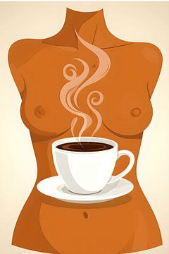 drinking coffee or cappuccino abstractly