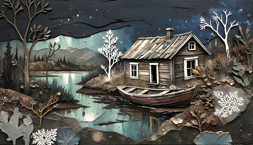 Fishing hut with boat
