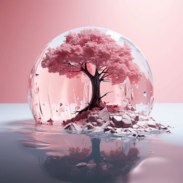 Rosa Baum in einer Blase von Art Lovers