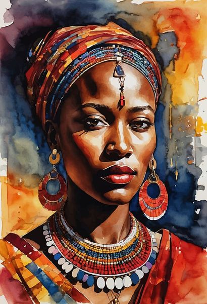 Abstrat-Gemälde einer afrikanischen Frau von MIROKKU