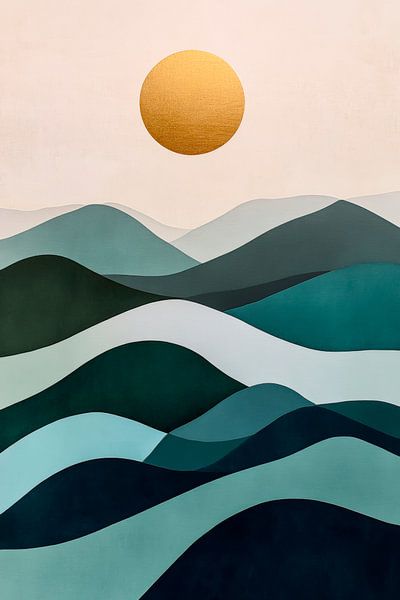 Un soleil doré sur des collines douces par Poster Art Shop