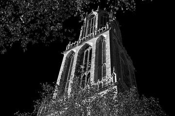 Domtoren in Utrecht in zwart-wit
