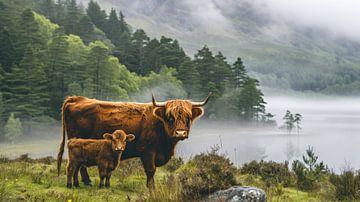 Les Highlanders écossais : ensemble dans les montagnes sur ByNoukk