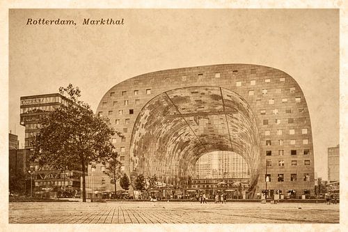 Carte postale d'époque: Markthal à Rotterdam sur Frans Blok - des photos, de l'art et des autres décorations murales