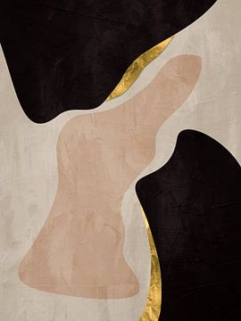 Organische Abstrakte Gold Kunst In Erdtönen Minimalistische