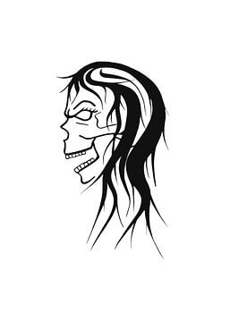 Skull - doodskop met lang haar van Stinis illustraties