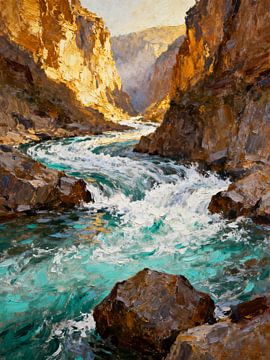 Levendige stroom: zonlicht dat door de gouden kloof breekt