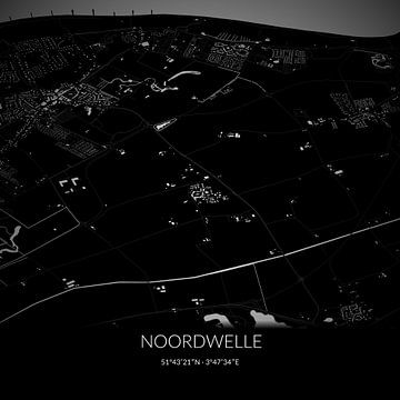 Black-and-white map of Noordwelle, Zeeland. by Rezona