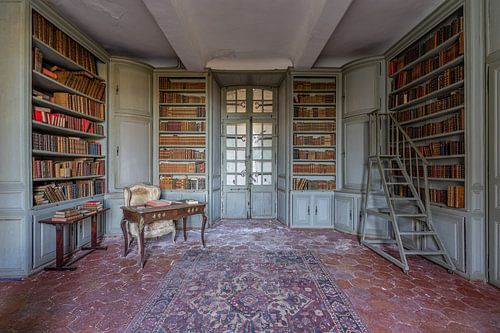 Belle bibliothèque dans un château abandonné - Urbex