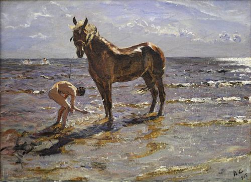 Een paard baden, Valentin Serov