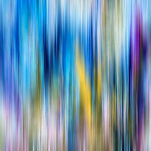 Modern, Abstract Digitaal Kunstwerk in Blauw Geel Roze van Art By Dominic