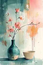 Turquoise vase in watercolor no.2 by Studio BB