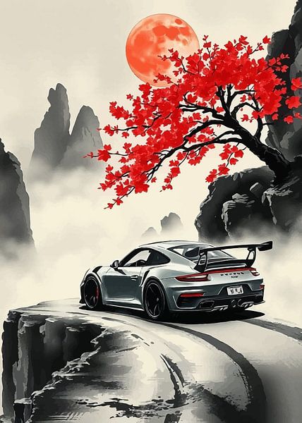 Porsche 911 GT3 RS Red Sun and Cherry Blossom 3 by MIROKKU