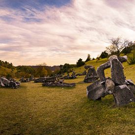 Stone sculpture field in the Altmühl valley on an autumn evening by Raphotography