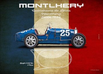 Montlhery Bugatti 35T Vintage liggend formaat van Theodor Decker