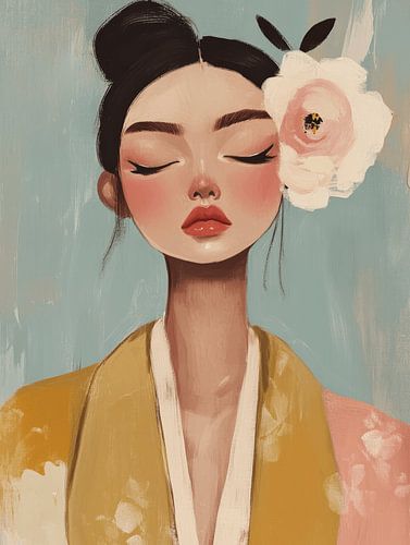 Portret in pastelkleuren, illustratie