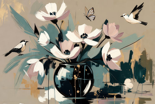 Blumenvase | Vögel | Türkis | Verträumt