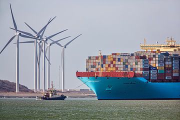 Containerschiff Maersk im Hafen von Rotterdam