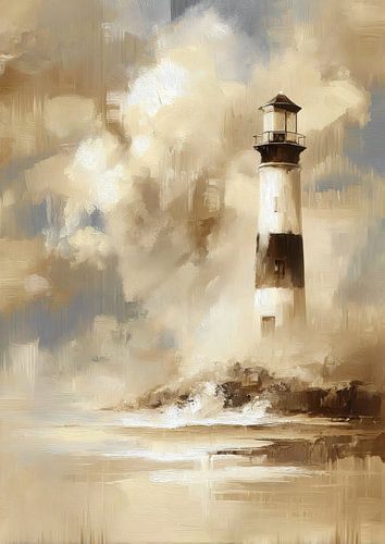 Abstract lighthouse in the fog
