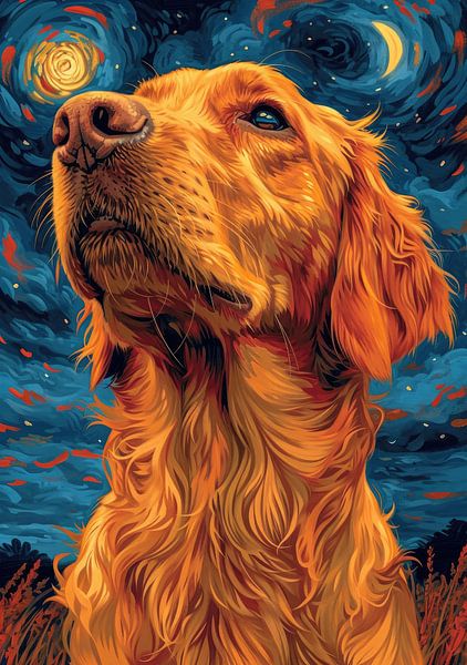 Dog starry sky night, inspired by van Gogh by Niklas Maximilian