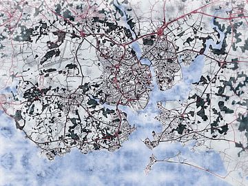 Kaart van Lorient in de stijl 'White Winter' van Maporia